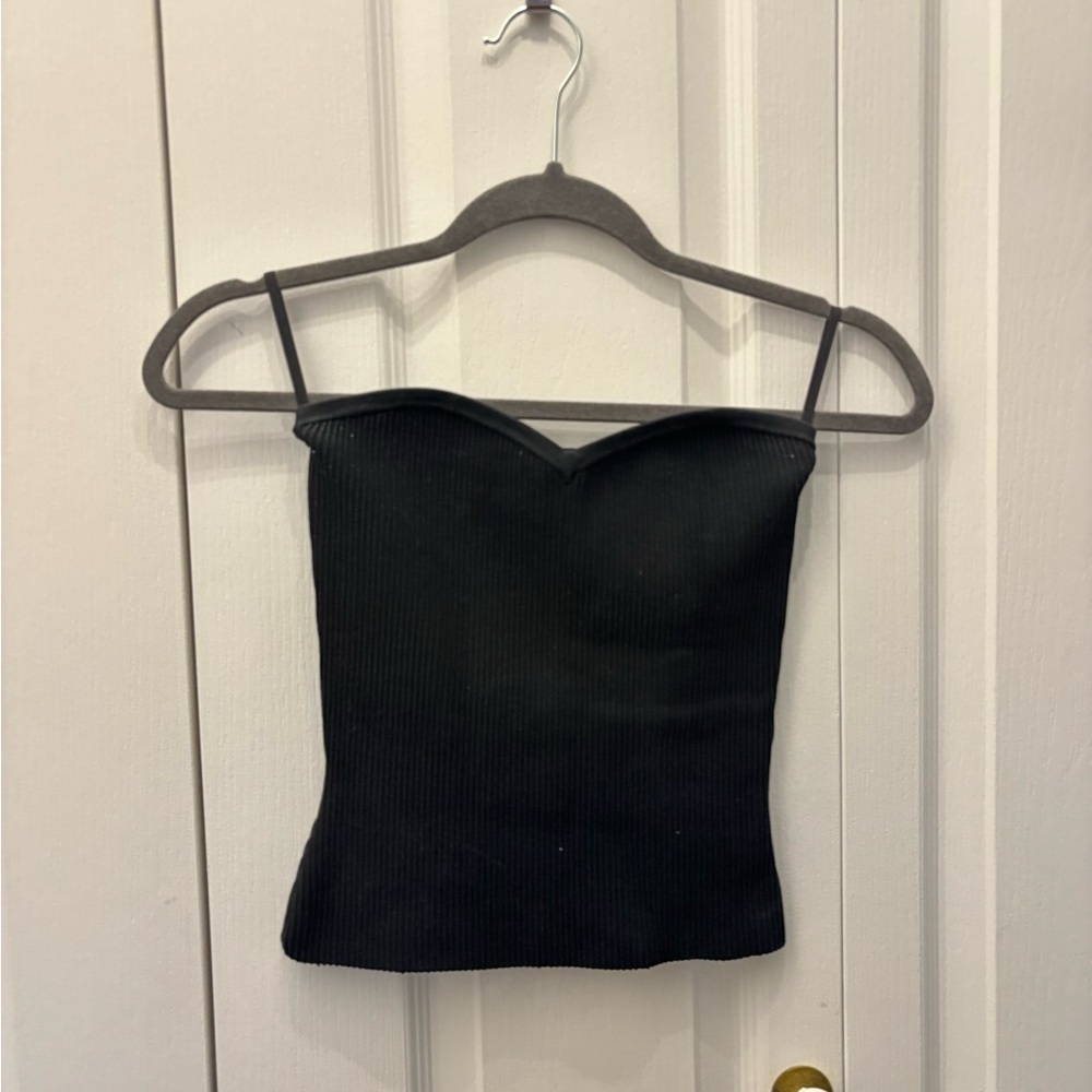 Aritzia Black Ribbed Strapless Top